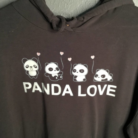 Cali Cropped Long Sleeve  Panda Hoodie - Picture 2 of 3